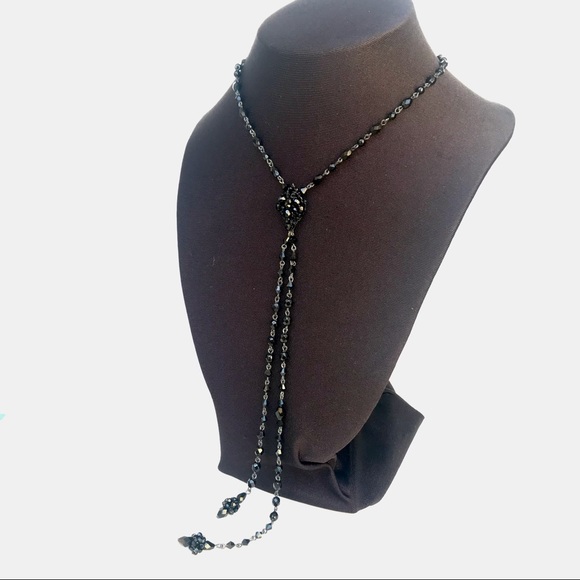 Black tassel choker. Liz Claiborne 15” length with 9” tassels - Picture 4 of 11